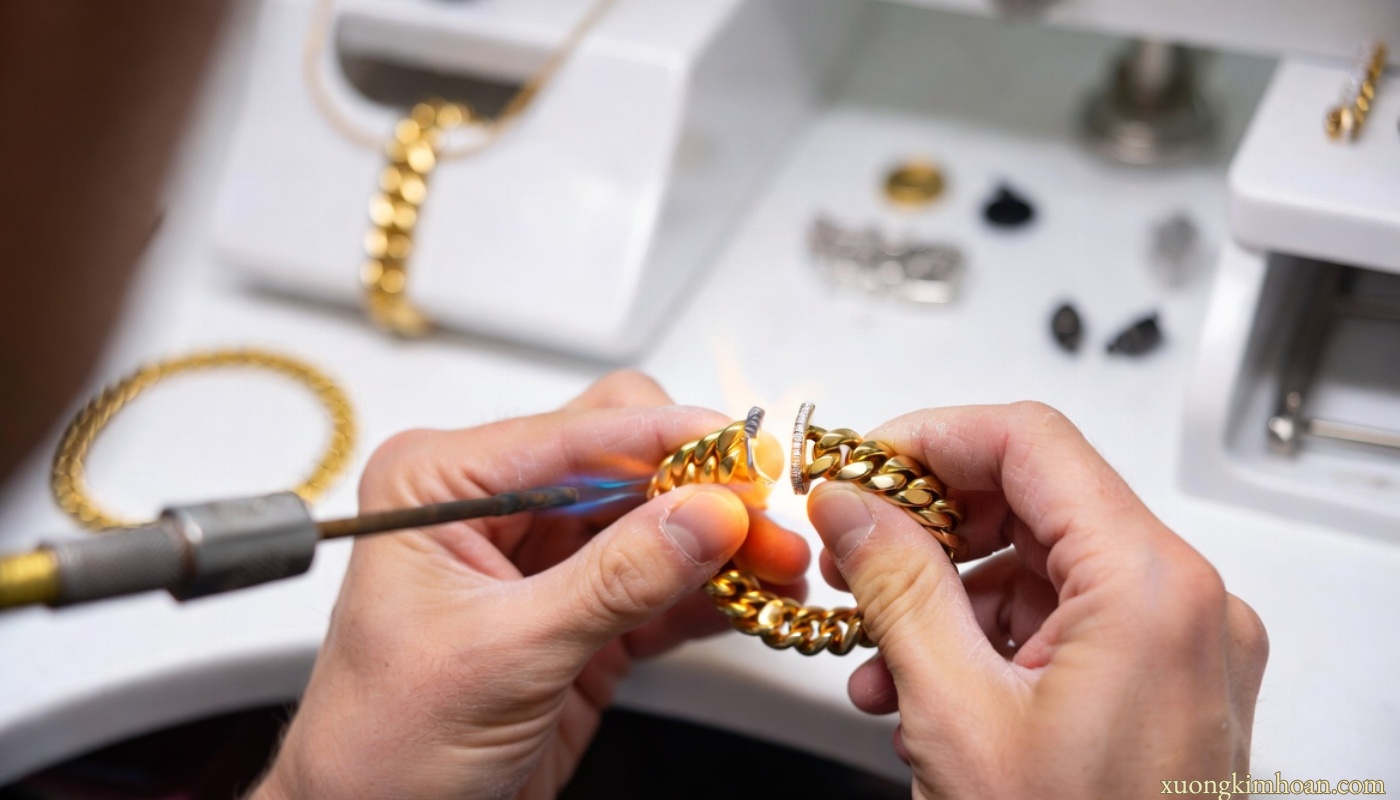 Place for repairing broken gold bracelets in Hanoi that is cheap, beautiful, and does not expose weld marks 2 repairing broken gold bracelets in Hanoi