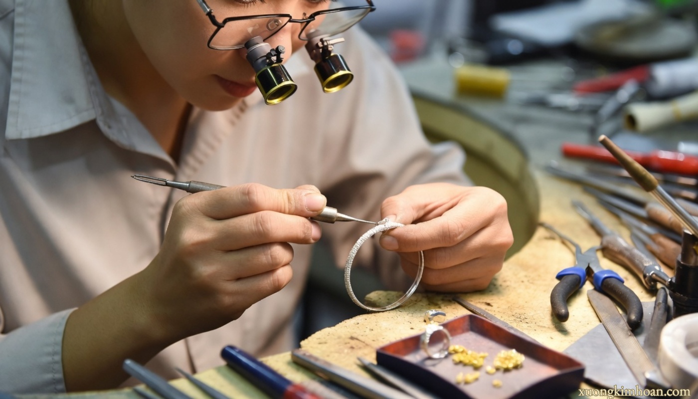 Prestigious white gold plating for wedding rings in Hanoi at Xuong Kim Hoan 3 white gold plating for wedding rings in Hanoi