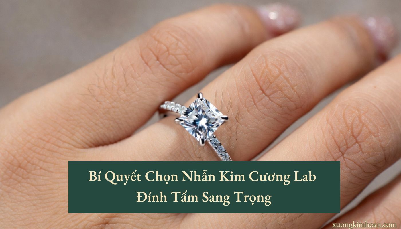 Nhẫn kim cương lab đính tấm