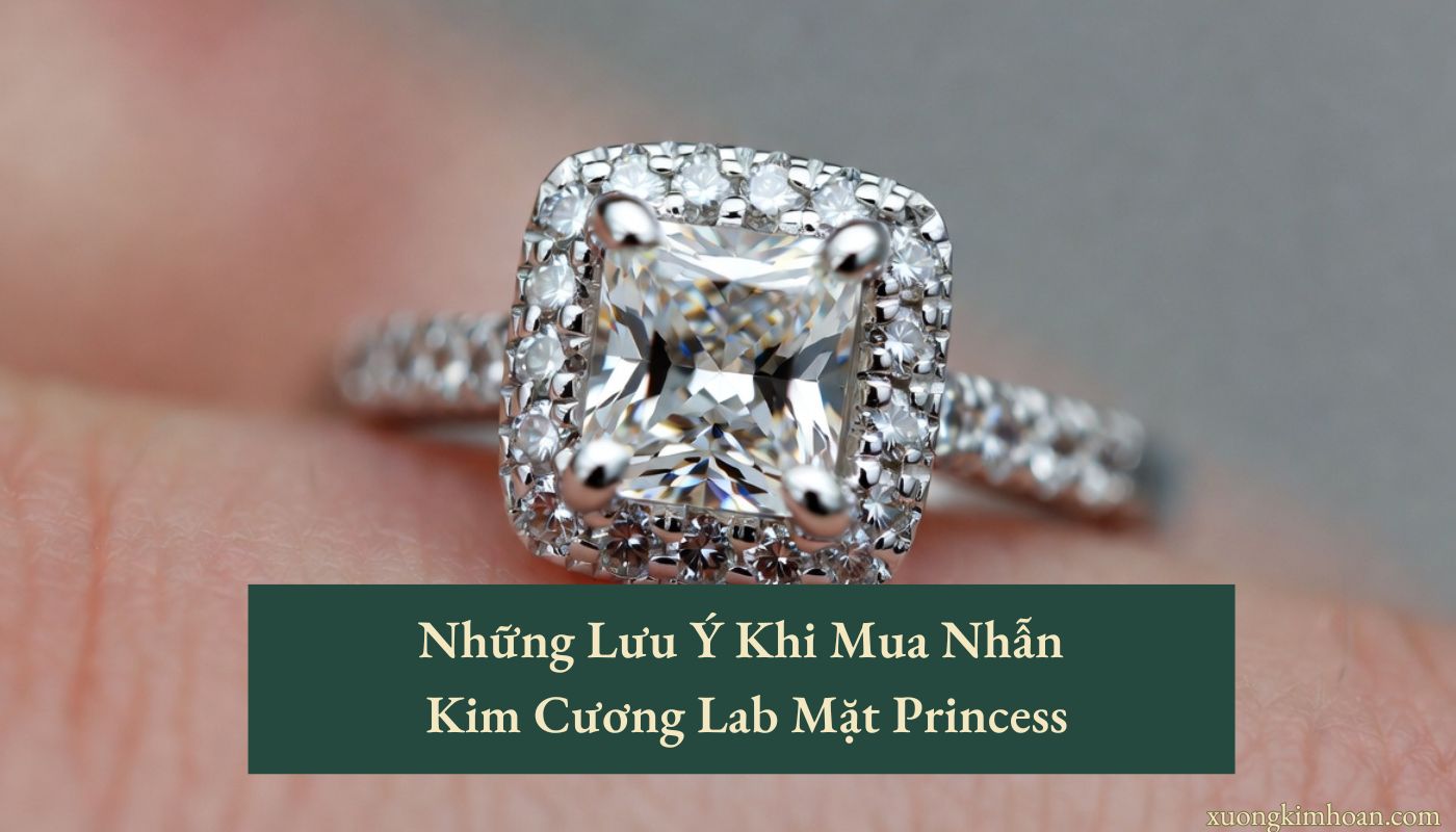 Nhẫn kim cương lab mặt Princess