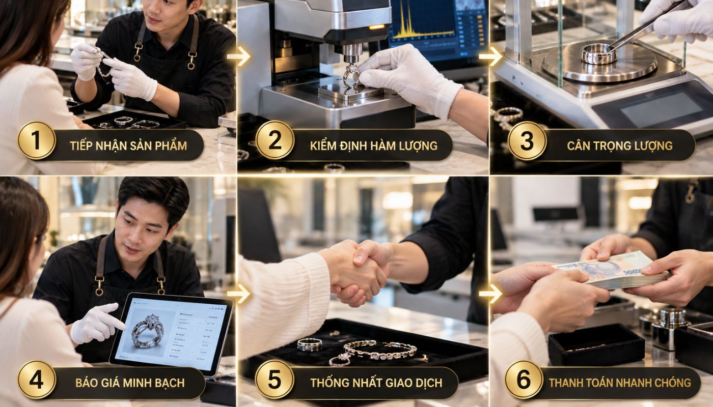 Xưởng Kim Hoàn thu mua platin có uy tín không? 4 Quy trình thu mua platin tại Xưởng Kim Hoàn
