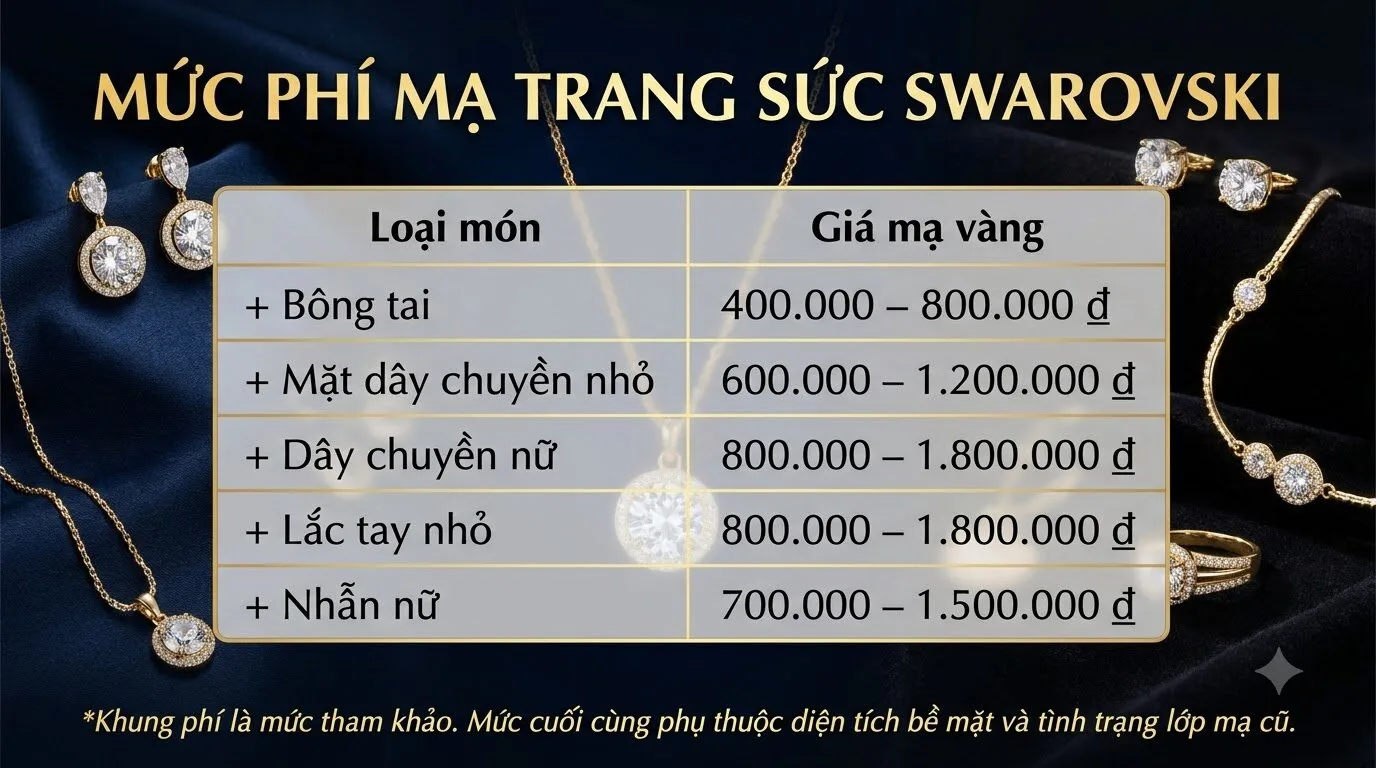 Sửa chữa trang sức swarovski giá bao nhiêu Sửa chữa trang sức swarovski giá bao nhiêu